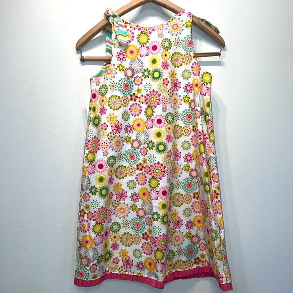 NEW Girl Handmade Floral & Stripe Cotton Reversible  Sundress Sz 8 Shoulder Ties - Picture 4 of 8